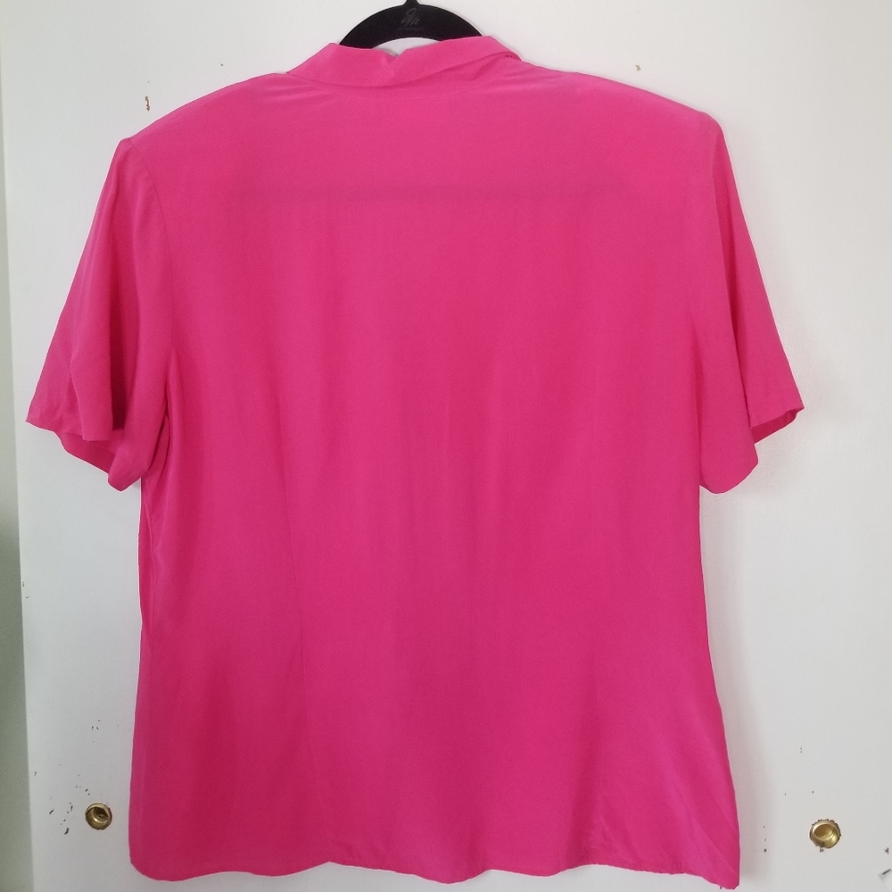 Vintage Hot Pink Silk Blouse by Liz Claiborne Barbiecore 12 - Picture 3 of 8